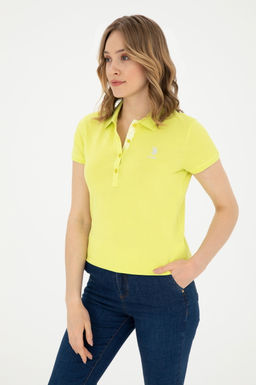 Женская базовая футболка фисташкового цвета с воротником-поло Неожиданная скидка в корзине - U.s. polo assn фото 3