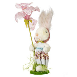 Фигурка декоративная "Зайка с цветком", L12 W10,5 H39 см