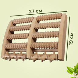 Массажёр «Барабаны», 5 рядов с шипами, 27×19×5 см, деревянный