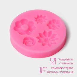 Молд для заливки Доляна «Клумба», 5 ячеек, силикон, 6.5×0.7 см, розовый