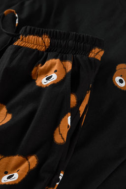 TRENDYOL MAN Siyah Regular Fit Ay?c?k Bask?l? Orme Pijama Tak?m? TMNAW25PT00054 - Trendyolmilla фото 2
