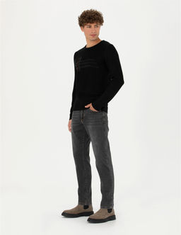 Siyah Slim Fit Bisiklet Yaka Triko Kazak - Pierre cardin фото 4