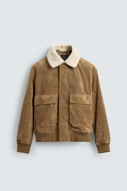 LEATHER AND SUEDE JACKET WITH FAUX SHEARLING - Zara фото 19