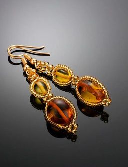 Плетёные серьги из натурального цельного янтаря и бисера Лукоморье - Амберхолл фото 2