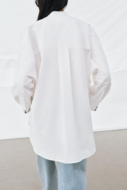 CAMISA OVERSIZE POPEL?N ZW COLLECTION / Blanco roto - Zara фото 3