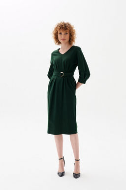 Платье со спущенной линией плеча Selena (Цвет: Темно-зелёный)