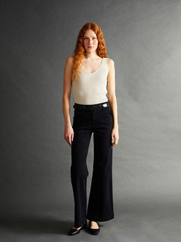 V Yaka Parlak G?r?n?ml? Kad?n Triko Atlet