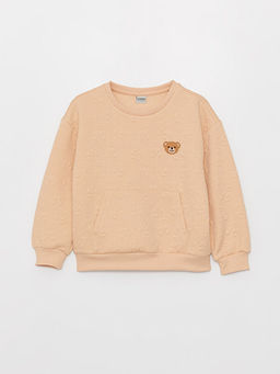 Bisiklet Yaka Nak??l? Uzun Kollu K?z ?ocuk Sweatshirt