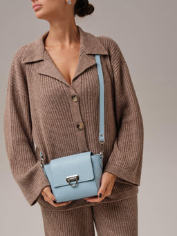 Сумка кожаная Azaro 3520 светло-голубой/соло