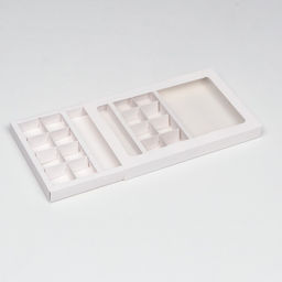 Коробка для 8 + 8 конфет + шоколад, с окном, белая 30×19.5×3 см