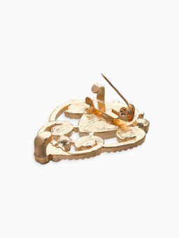 Зажим для кардигана «Ажур. Винтаж», белый в золоте