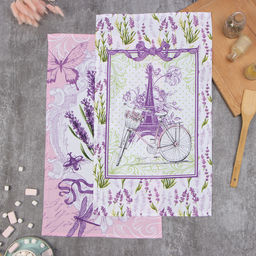 Набор полотенец кух. Доляна Лаванда 35х60 см - 2шт, 100% хл