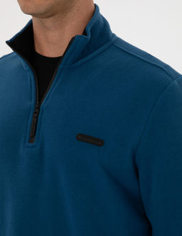 A__k Lacivert Regular Fit Yar_m Fermuarl_ Polar Sweatshirt