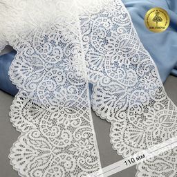 Кружево-стрейч KRUZHEVO арт.TBY.40992PP шир.110мм цв.белый уп.3м