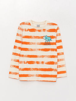 Bisiklet Yaka Bask?l? Uzun Kollu Erkek ?ocuk Ti??rt