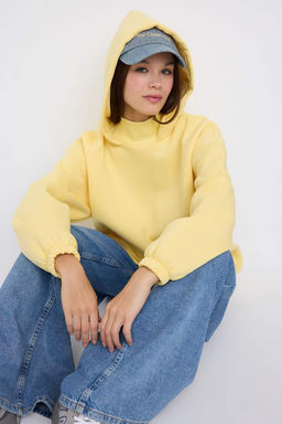 Antrasit Oversize/Genis Kal?p Kal?n Ici Polarl? Orme Sweatshirt TWOAW26SW00115 - Trendyolmilla фото 13