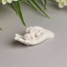 Цена за 2 шт. Сувенир полистоун "Белоснежный ангелочек спит на ладони" 2,5х7,5х3 см