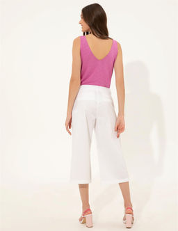 Beyaz Flare Cropped Pantolon - Pierre cardin фото 4