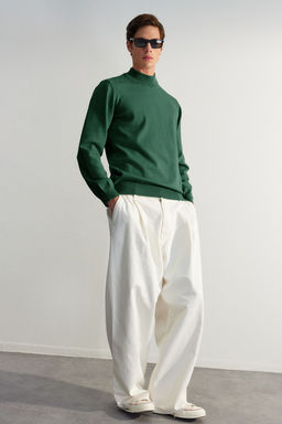 TRENDYOL MAN Premium Camel Regular Fit Yar?m Bal?kc? Yaka Yumusak Basic Triko Kazak TMNAW24KZ00055 - Trendyolmilla фото 3