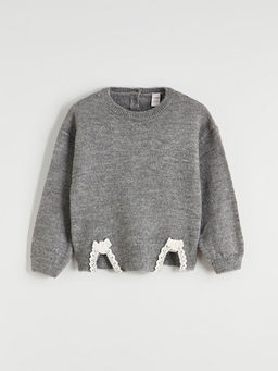 Bisiklet Yaka Fiyonk Detayl? K?z Bebek Triko Tak?m