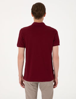 Bordo Slim Fit %100 Pamuk Polo Yaka Basic Ti__rt