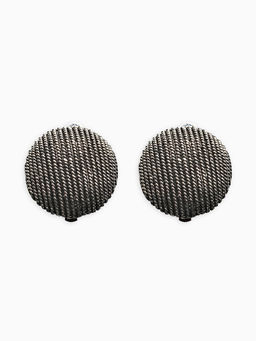 Цена за 2 шт. Клипсы "Винтаж" кург рубчик, цвет чернёное серебро