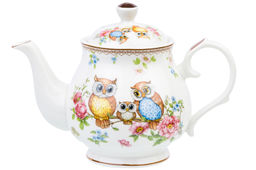 Чайник 380 мл 17*10*12 см "Совушки" фарфор NEW BONE CHINA