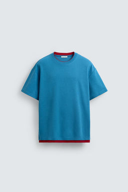 CAMISETA ACABADOS DOBLES CONTRASTE / Azul