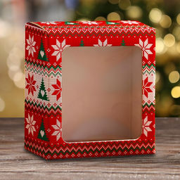 Коробка подарочная, крышка-дно, Новогодний принт, 14,5 х 14,5 х 6 см