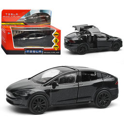Машина металл Tesla Model X Plaid 12 см, двери, черн, в коробке
