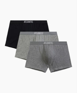 ATLANTIC 3MH-011 Трусы шорты Solid - набор 3 шт. черный + серый меланж + темно-серый меланж  фото 2