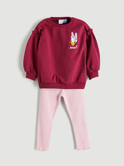 Bisiklet Yaka Daisy Duck Bask?l? K?z Bebek Tak?m