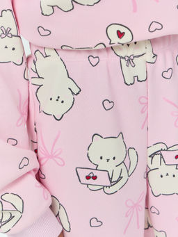 Брюки для девочек розовые с принтом - Mark formelle фото 4