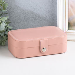 Шкатулка кожзам для украшений Матовая гладь розовая пудра 16х11х5 см