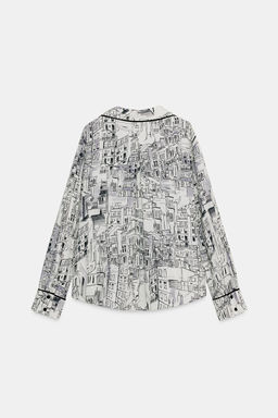 PRINTED BLOUSE WITH PIPING - Zara фото 7