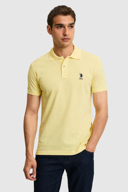 Erkek Slim Fit Polo Yaka A__k Sar_ Basic Ti__rt