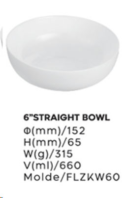 Цена за 1 шт. Салатник 660 мл 152 мм тарелка глубокая белая / FLZKW60 (WHITE) /уп 36/
