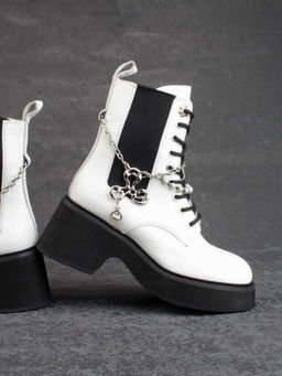 01-GZ6190-L61 WHITE Ботинки демисезонные женские (натуральная кожа) - Фабричный китай фото 13