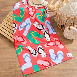 Полотенце Розовые сандали 70*140 см, велюр/махра 350гр/м2, 100% хлопок