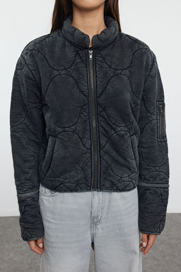 Trendyolmilla Antrasit Oversize Kal?p Y?kamal? Pamuklu Kapitone Sisme Mont TWOAW25MO00137  фото 4