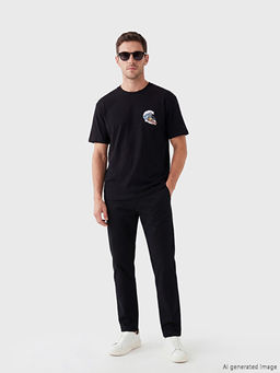 Loose Fit Bask?l? Erkek Ti??rt