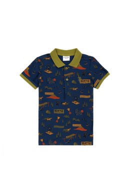 Темно-синяя футболка с воротником-поло для мальчика Неожиданная скидка в корзине