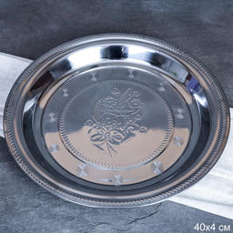 Блюдо 40 см металл с декором Цветы /h=4/ S-81 /уп 80/ 0.396 - Галеонтрейд фото 3