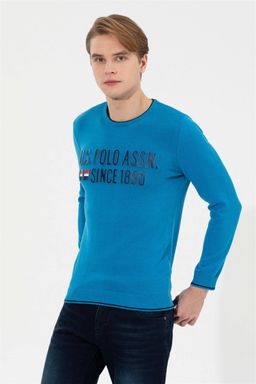 Мужской кобальтовый трикотажный свитер - U.s. polo assn фото 3