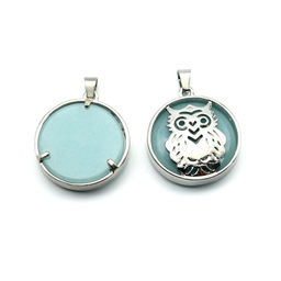 Подвеска Сова 27*27мм с аквамарином искусственным