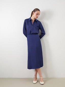 Standart Fit D?z A Kesim Saten Kad?n Etek