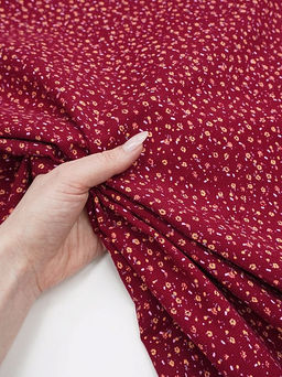 Микровельвет Маленькие лютики на темно-малиновом, ш.1.1м, хлопок-100%, 130гр/м.кв - Купава фото 7