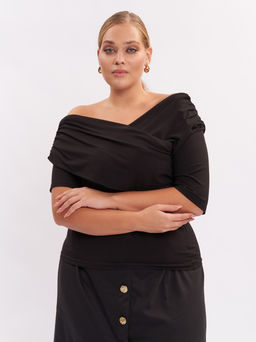Блузка с драпировкой FU00703BLK01