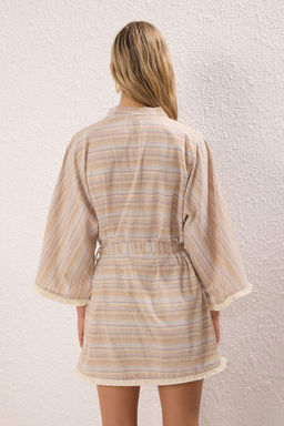 Cizgili Dokuma Puskullu Plaj Kimono&Kaftan TBESS25KM00033 - Trendyolmilla фото 4
