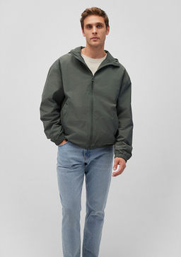 Kapusonlu Haki Ceket - Mavi фото 2